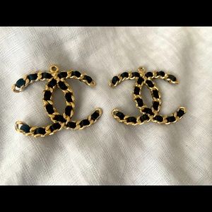 Authentic Black and gold woven CHANEL earrings